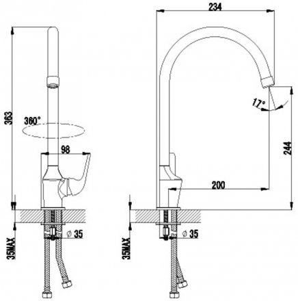 Смеситель для кухни Lemark Эдван плюс с высоким поворотным изливом 363 мм LM1205C