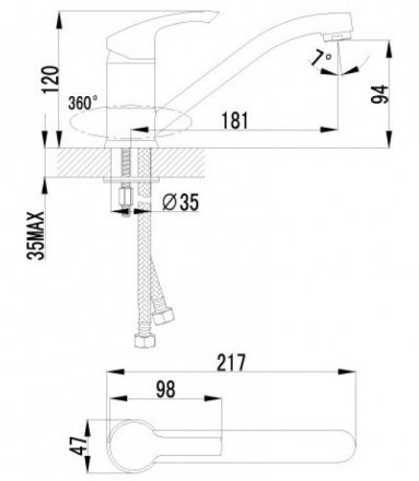 Смеситель для кухни Lemark Страйк с поворотным изливом. LM1104C